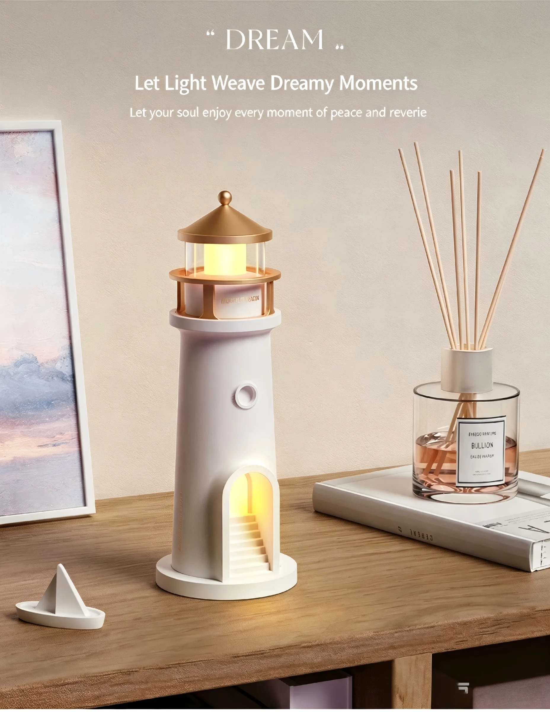 Moon Lamp Projection Lighthouse Lamps Night Light Remote Control BluetoothMusic Motion Sensor Ambient Lights Xmas Birthday Gift