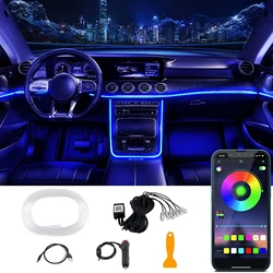 Neon LED Car Interior Ambient Light 4/5/6 IN 1 Fiber Optic EL Wire App USB RGB Auto Accessories LED Decorative Lamp