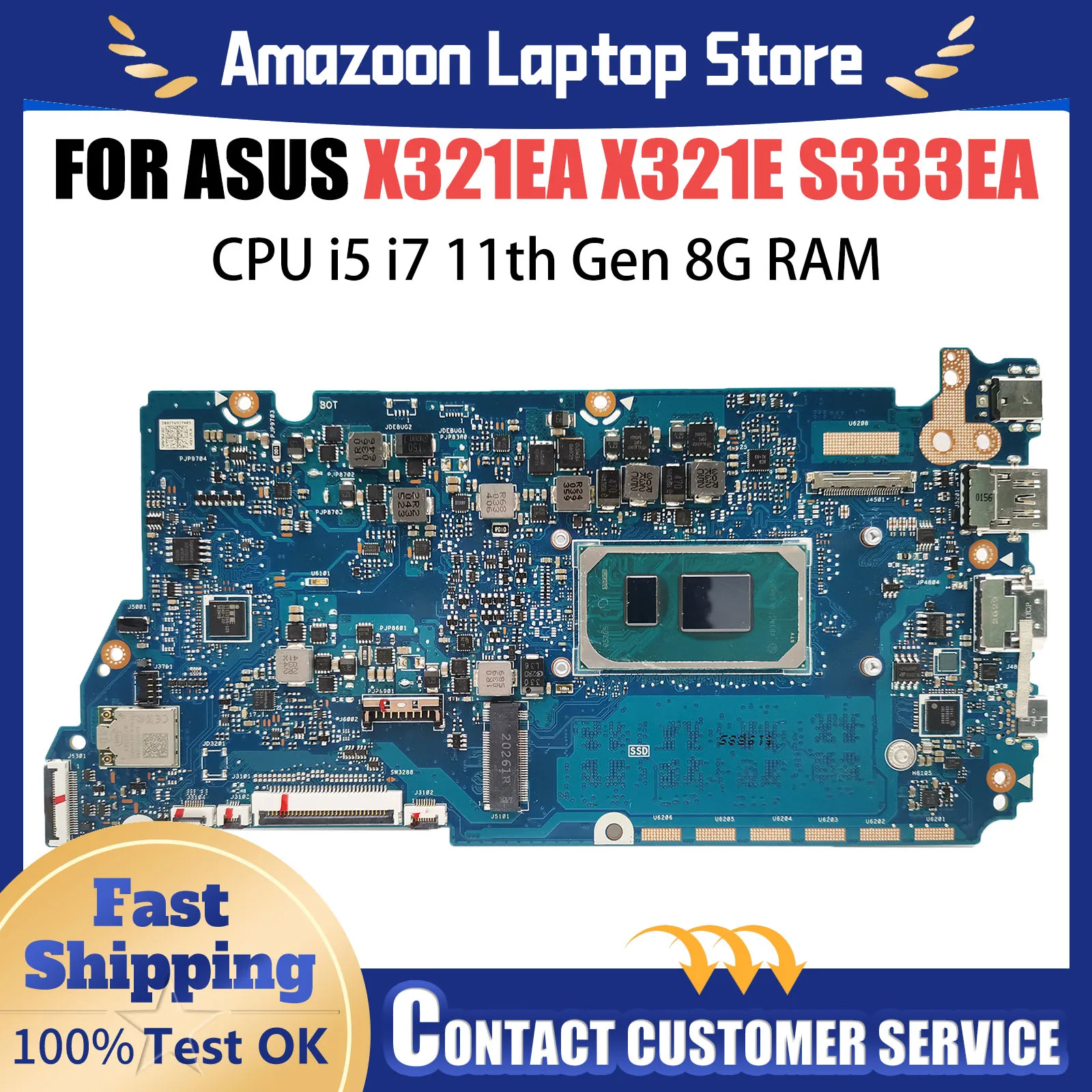 

Материнская плата X321EA для ASUS S333EA K333EA X321E, материнская плата для ноутбука i5-1135G7 i7-1165G7, RAM-8 ГБ/16 ГБ