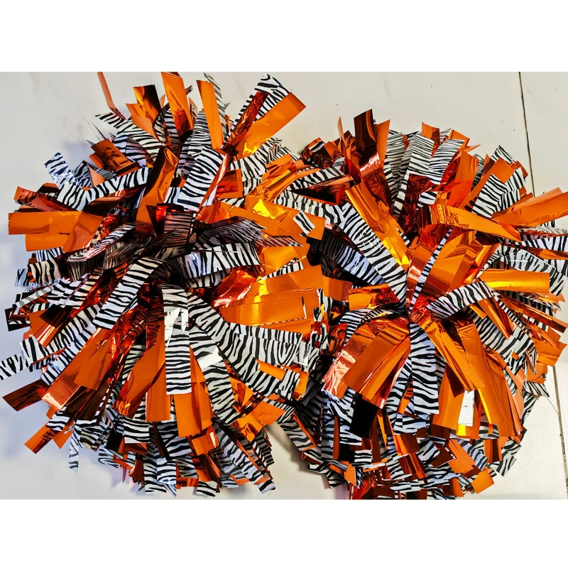 

1piece,Metallic Pom Pom, Orange, Black, White, Zebra