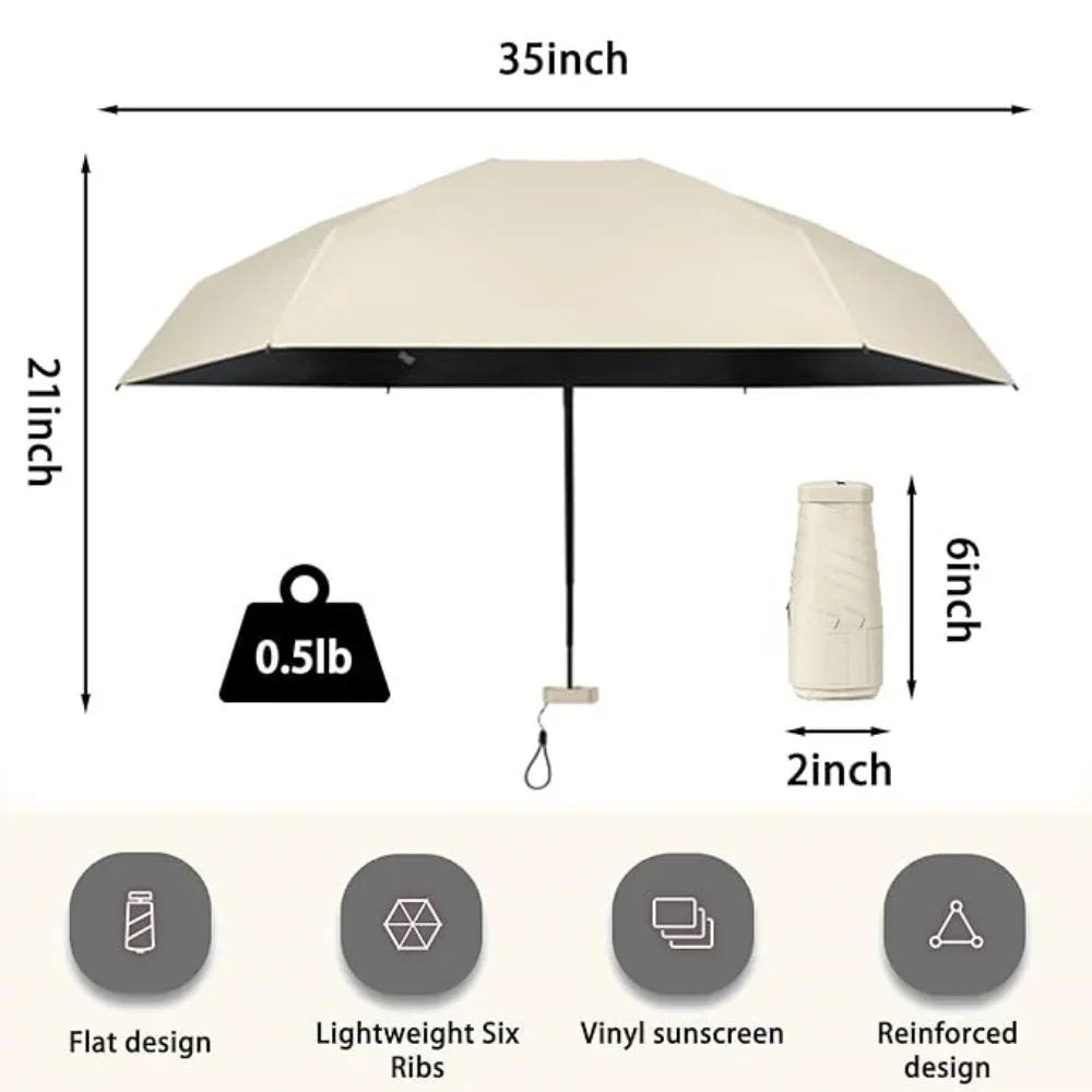 Mini UV Umbrella Lightweight Folding Parasol Sunny Umbrella with Reinforced Frame Portable Sunshade for Kids And Ladies