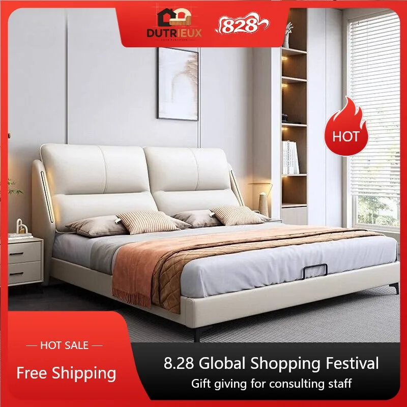Organizer Mattress Double Bed Air Upholstered Single Queen Double Bed Headboards Cabinets Camas De Dormitorio Furniture