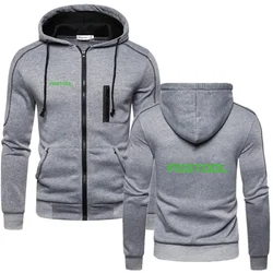 2023 New FESTOOL Fashion Male Comfortable Warm Cotton Zipper Hoodie Fitness Sweatshirts Solid Fleece College Style Men Coat