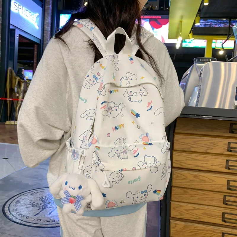 Sanrio Cinnamoroll Print Anime Backpack, Preppy College School Daypack, Travel Commute Knapsack & Laptop Bag