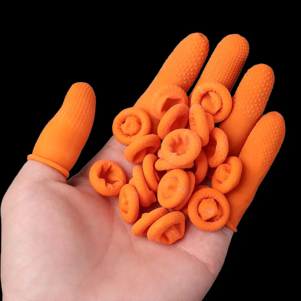 

100PCS Cleaning Accessories Fingertip Protective Natural Latex Finger Cover Orange Finger Cots Protector Gloves Rubber Gloves