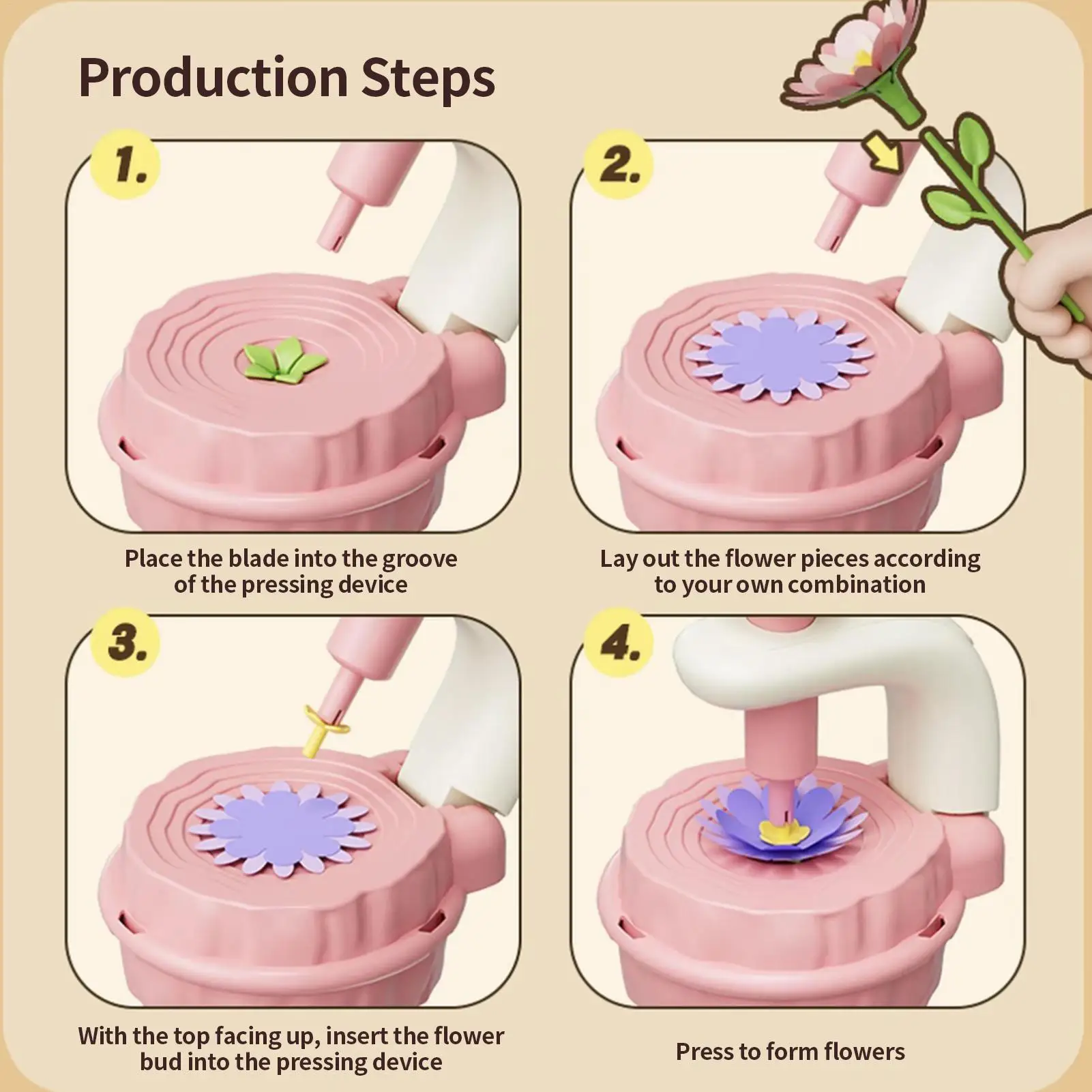 Zestaw do tworzenia kwiatów dla dzieci, bukiety z kwiatów z tkaniny, zabawki rzemieślnicze dla dziewczynek, ręcznie robione zabawki edukacyjne dla dzieci, dziewcząt i chłopców, zabawki sensoryczne.
