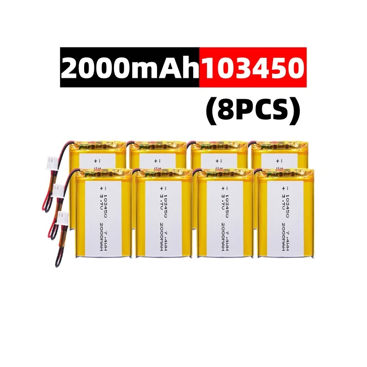 103450 3.7 V 2000 mAh Polymeer Lithium Oplaadbare Batterij jst PH 2.0mm 2pin plug voor Camera GPS navigator MP5 Bluetooth Headset