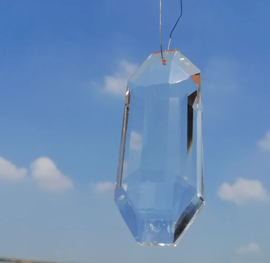 Camal 2PCS 76mm 1 Hole Clear Octagon Faceted Glass Crystal Spacer Pendant Prism Lamp Chandelier Making SunCatcher Hanging Part