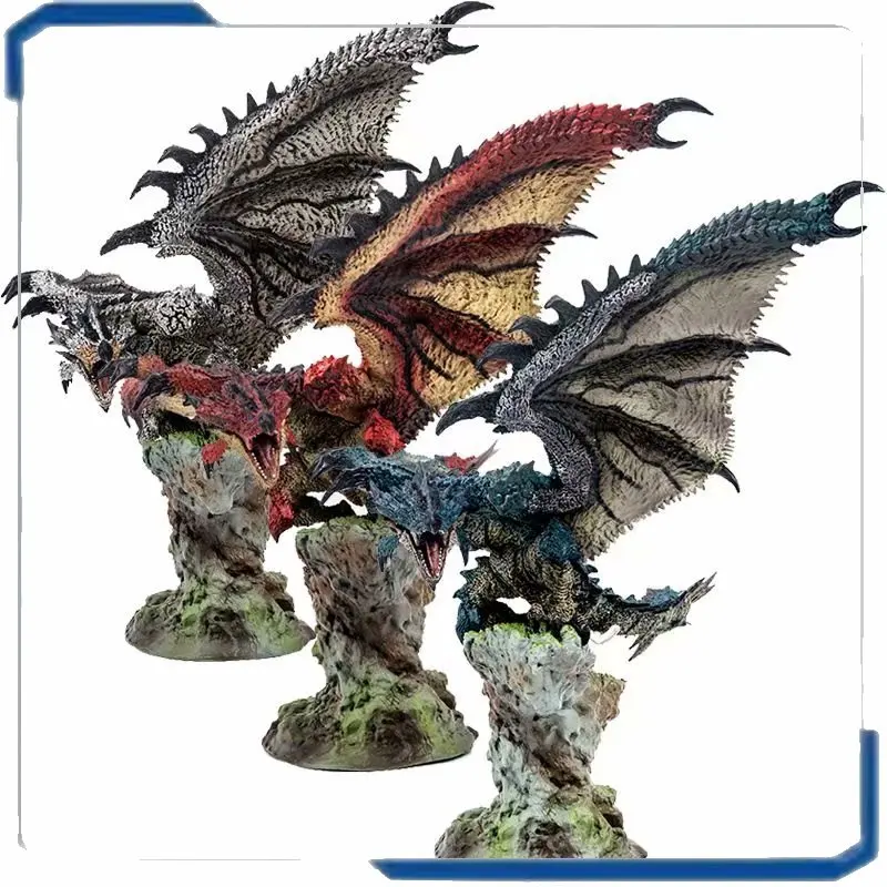 Monster Hunter World Silver Fire Dragon Male Fire Dragon Cyan Fire Dragon Game Character Collection Limited Edition Figure Model