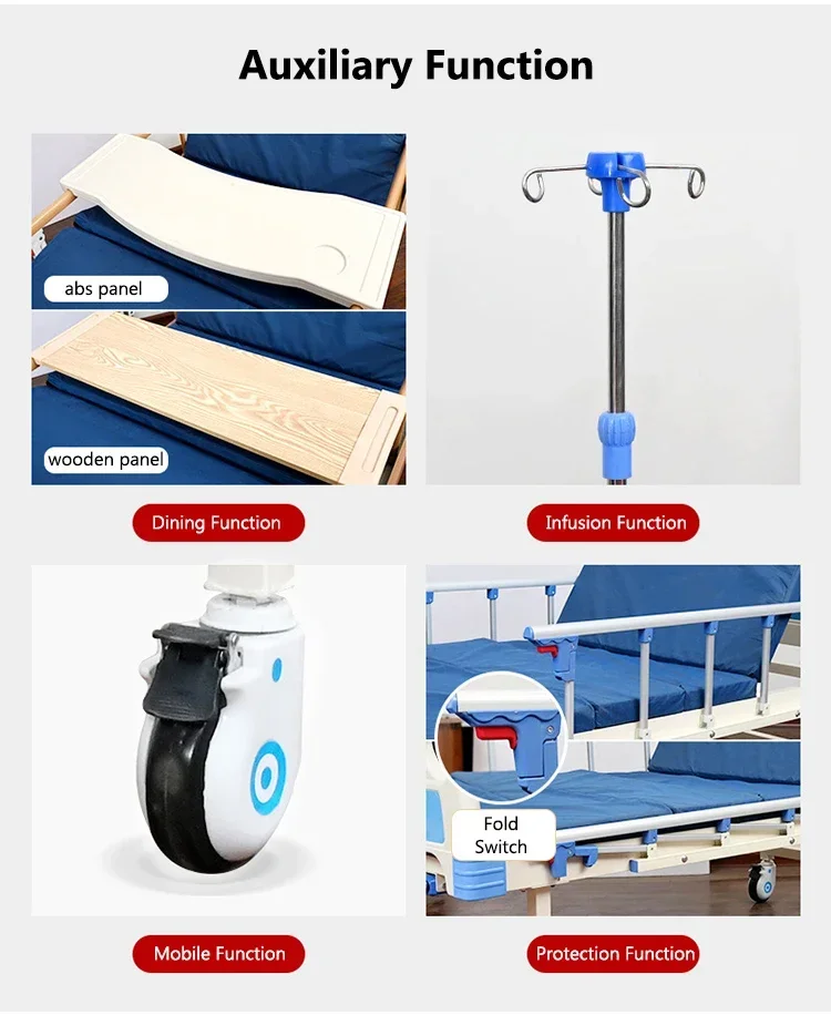 Hospital furniture and equipment, health care steel 2 crank manual two-function hospital bed, elderly medical bed price