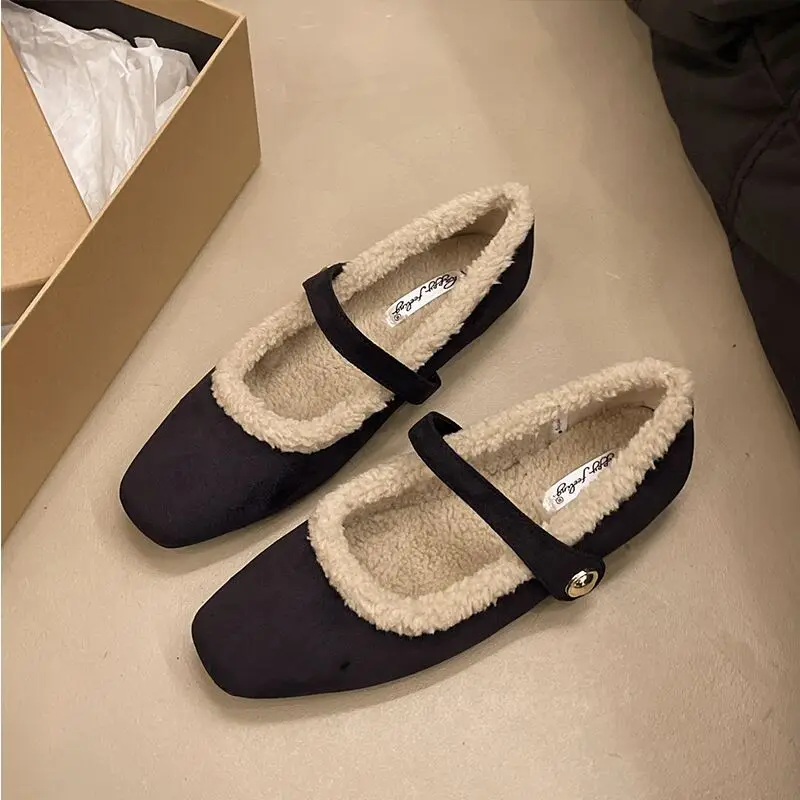 Sapatos de inverno femininos senhoras luxo casual quente peludo apartamentos preto moda ao ar livre trekking neve mocassins para tendências femininas 2024