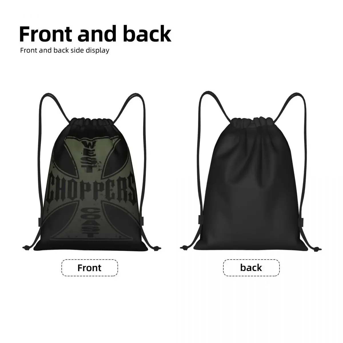 West Coast Chopper Iron Cross Drawstring Backpack Women Men Gym Sport Sackpack Portable Shopping Bag Sack