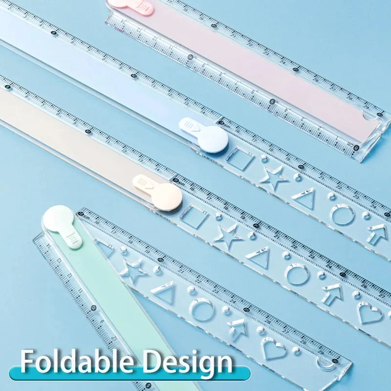 30 CM Kawaii Cute Kawaii Study Time Folding Ruler Multifunction DIY Drawing Rulers for Kids Students Office School Stationery