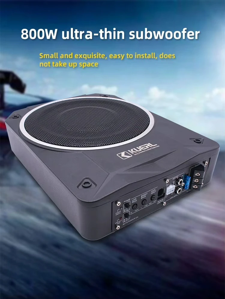 Factory Aluminum alloy 55mm-thickness 10Inch RMS Power 200W Car Audio Active Subwoofer Built-in Amplifier & Wired Aolume Control