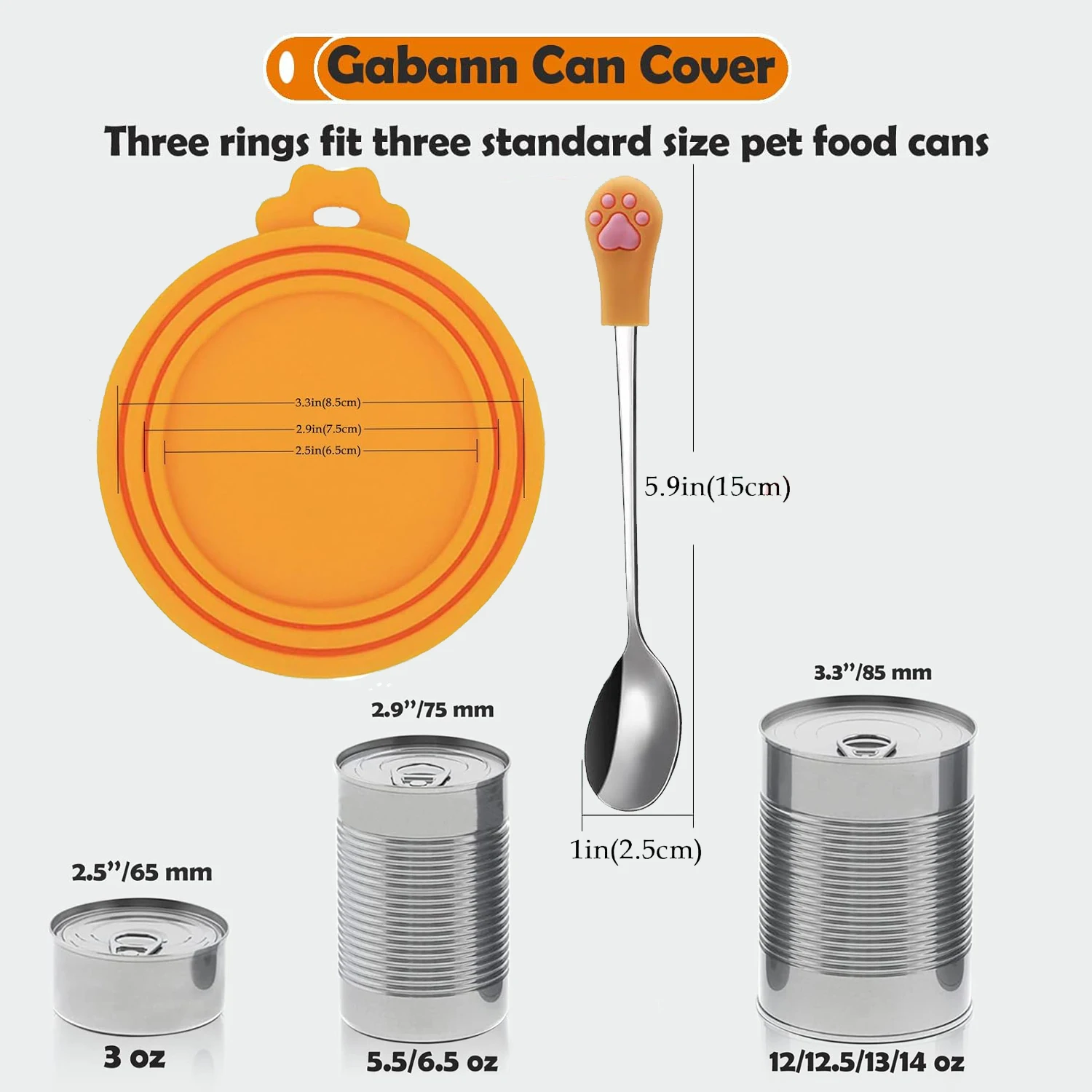 2 Can Lids& 1 Cat Food Can Spoons , Multi-function Can Opener ,Silicone Pet Food Can Covers, Cute Paw Shape Wet Food Spoon