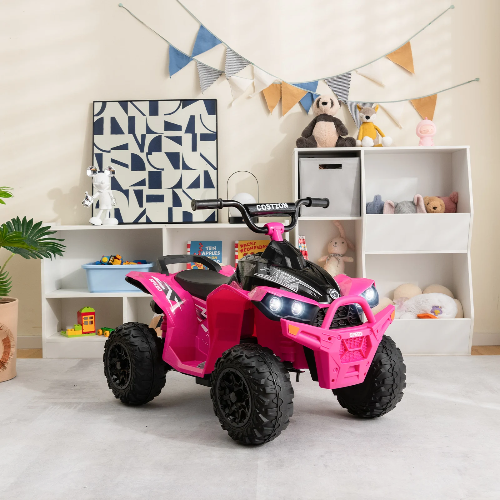 Coche eléctrico ATV de 4 ruedas para niños, vehículo con batería de 12V, con MP3 y Luz