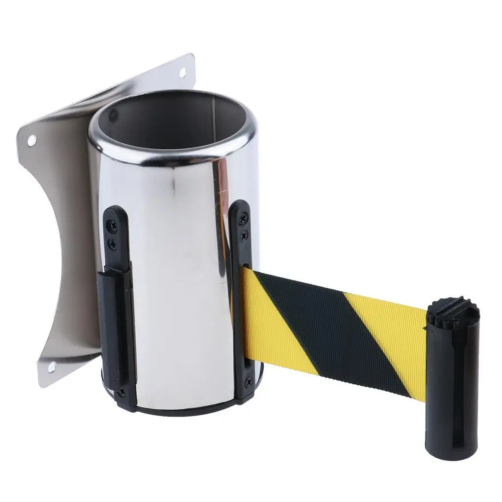 Stanchion طابور حاجز جدار جبل التحكم في الحشود قابل للسحب الشريط أسود أصفر 2 متر #5