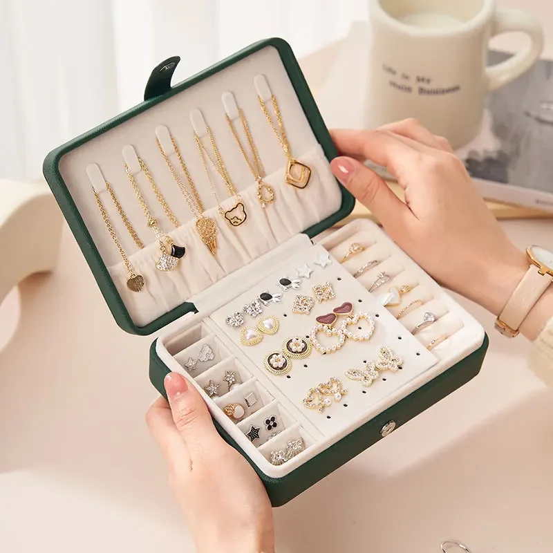 

Portable PU minimalist earrings multifunctional jewelry storage box wholesale