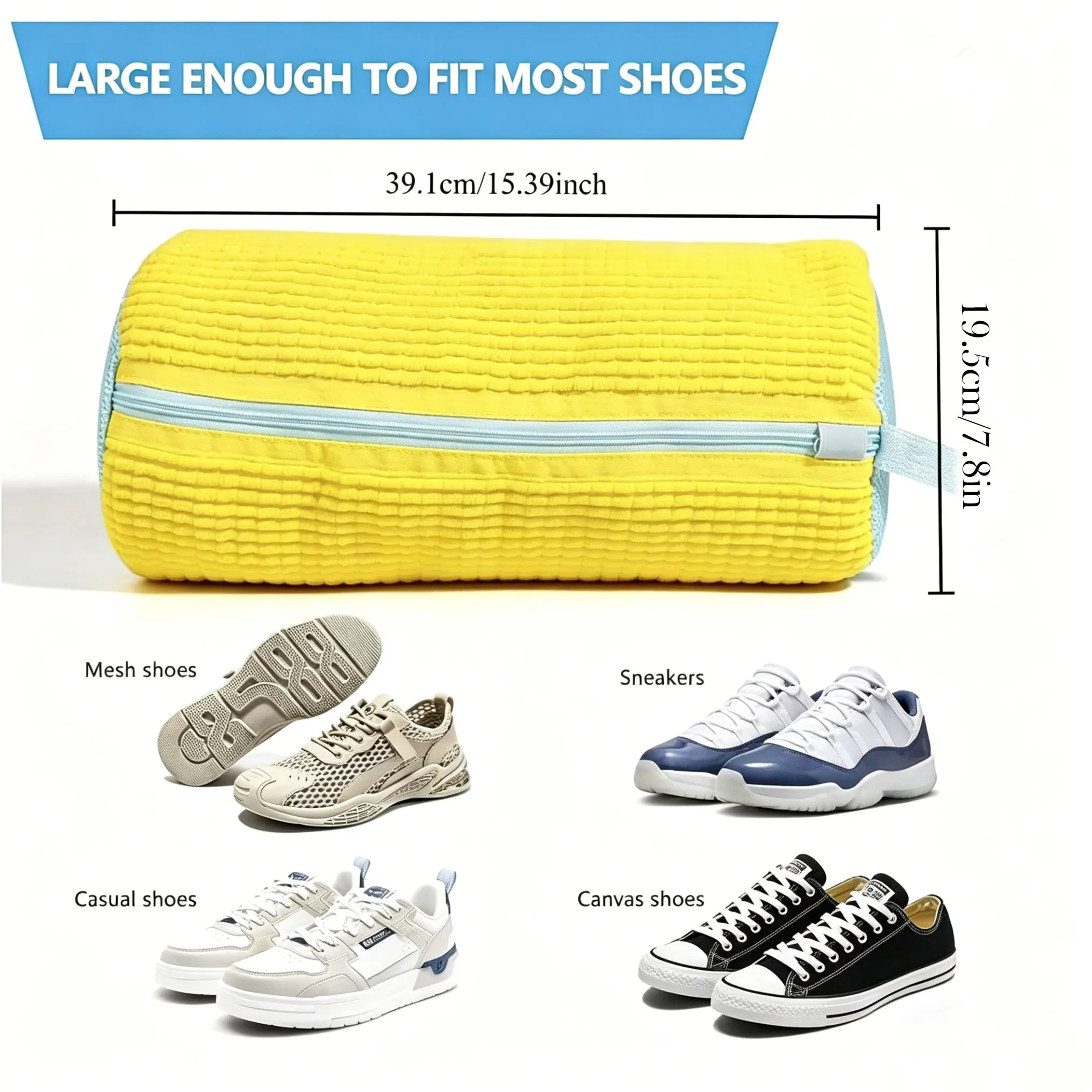 Durable Shoe Washing Machine Bag for All Shoe Types-Yellow with Blue Zipper,Ideal for Sneakers and Casual Shoes,Laundry Wash Bag view 5