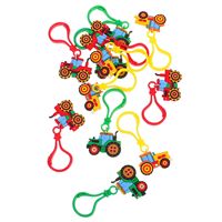 12 Pcs Farm Vehicle Keychain Soft Rubber Accessories Easter Theme Party Favor Agricultural Truck Decor Construction Engineering