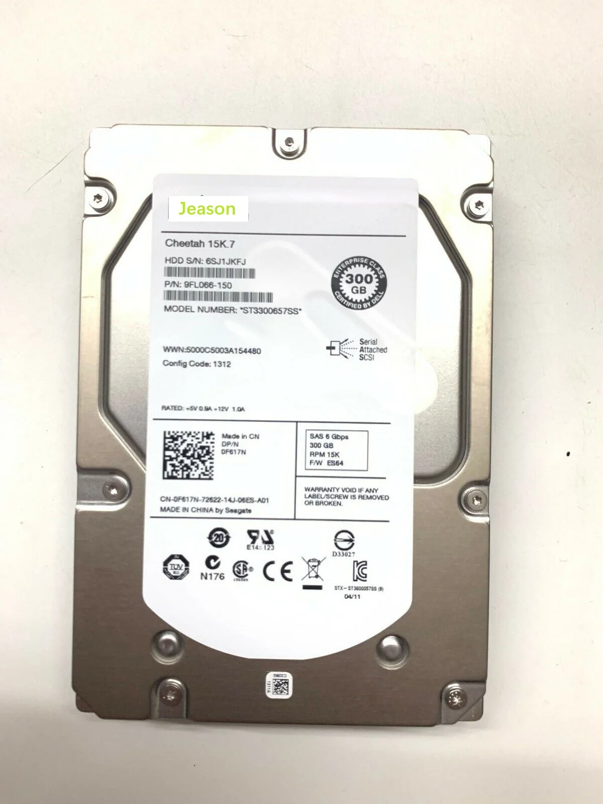 Imagem -04 - para Dell F617n 0f617n Cheetah St3300657ss 15k.7 300gb 6g 3.5 Sas Hdd Drive Duro Novo