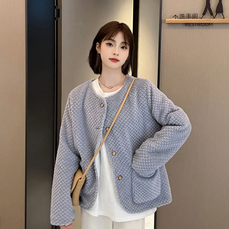 

Korean New Coat Women'S Clothing Spring Cardigan Tweed Jacket Coats Loose Stylish 2024 New