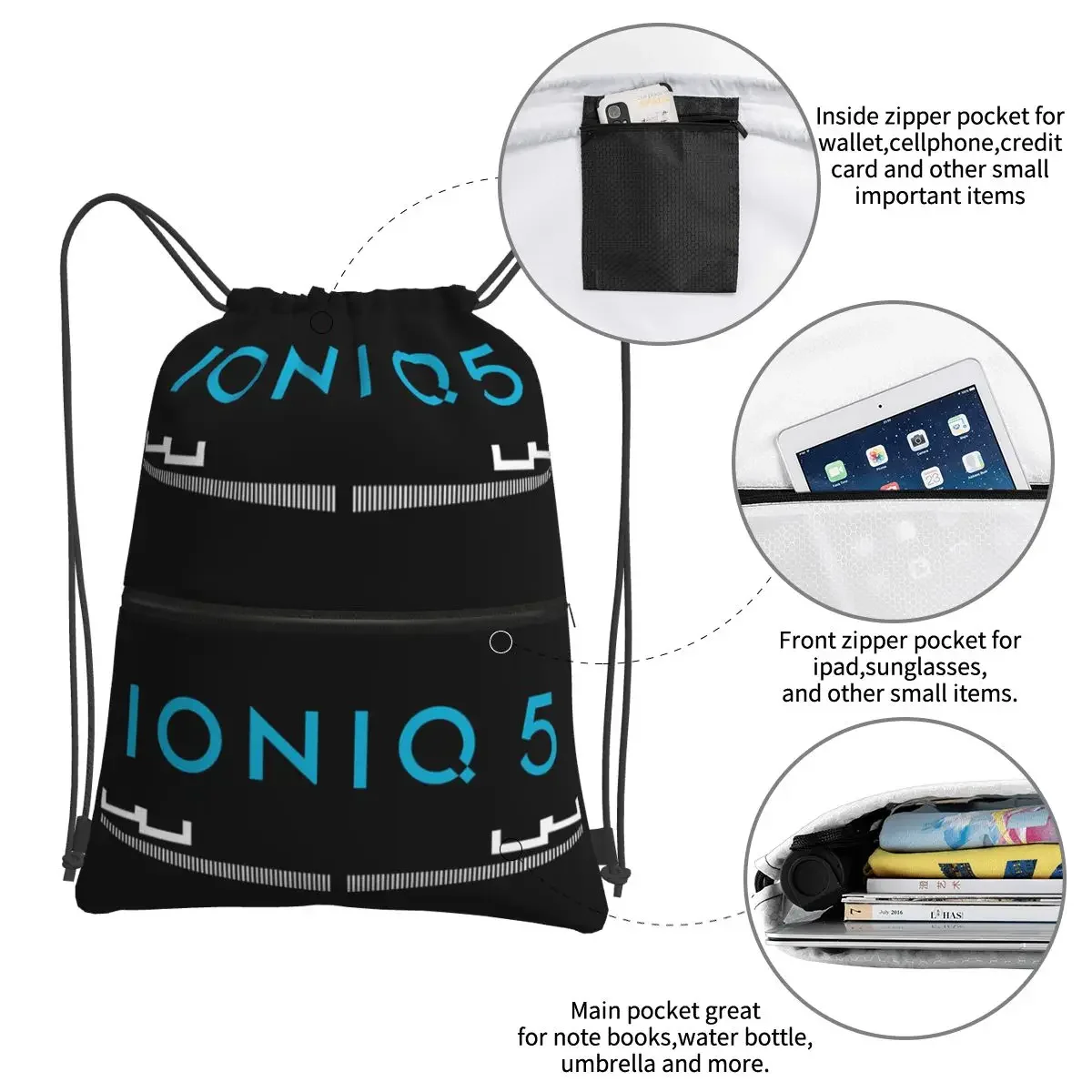 Ioniq 5-Sacs à dos portables iconiques pour hommes et femmes, sacoche à bandoulière de proximité, sacs de livre multifonctions pour voyage et sport