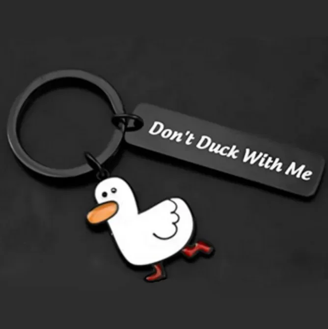 Cartoon KeyChain I Ducking Love You Key Chain for Women Men Don't Duck With Me Key Ring Stainless Steel Pendant Cute Girls Gift