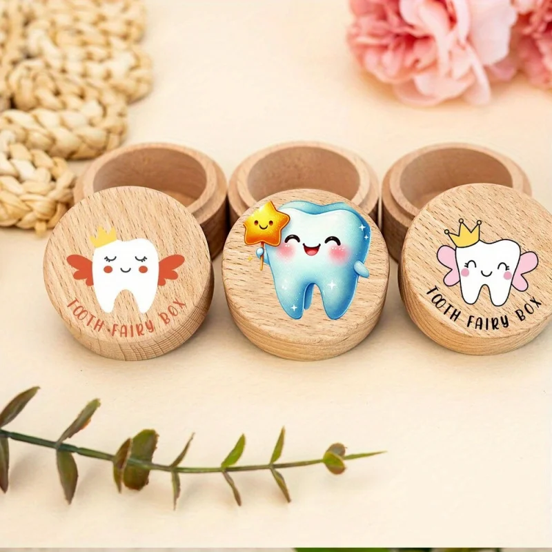 Tooth Fairy Holder, Wooden Keepsake Box for Boys and Girls, Lost Tooth Storage & First Tooth Memory Case