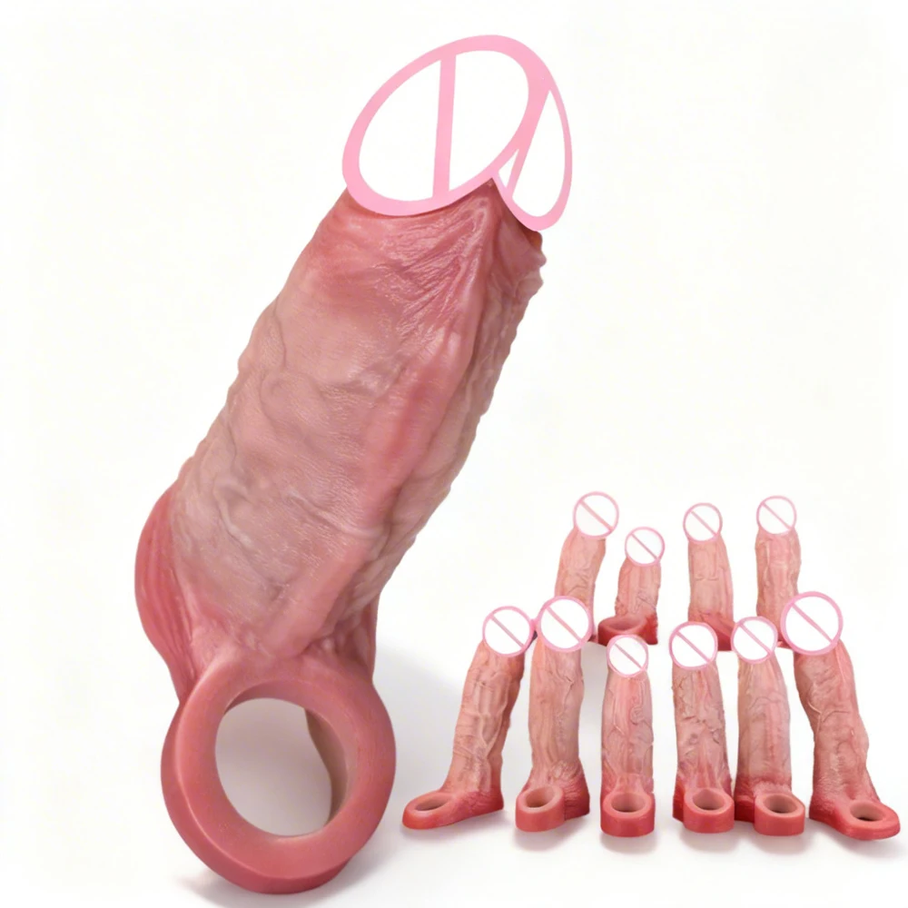 YOCY Penis Cock Sleeve Male Penis Enlarger Extender for Men Realistic Dildo Penis Ring to Lock the Sperm Male Penis Training Sex