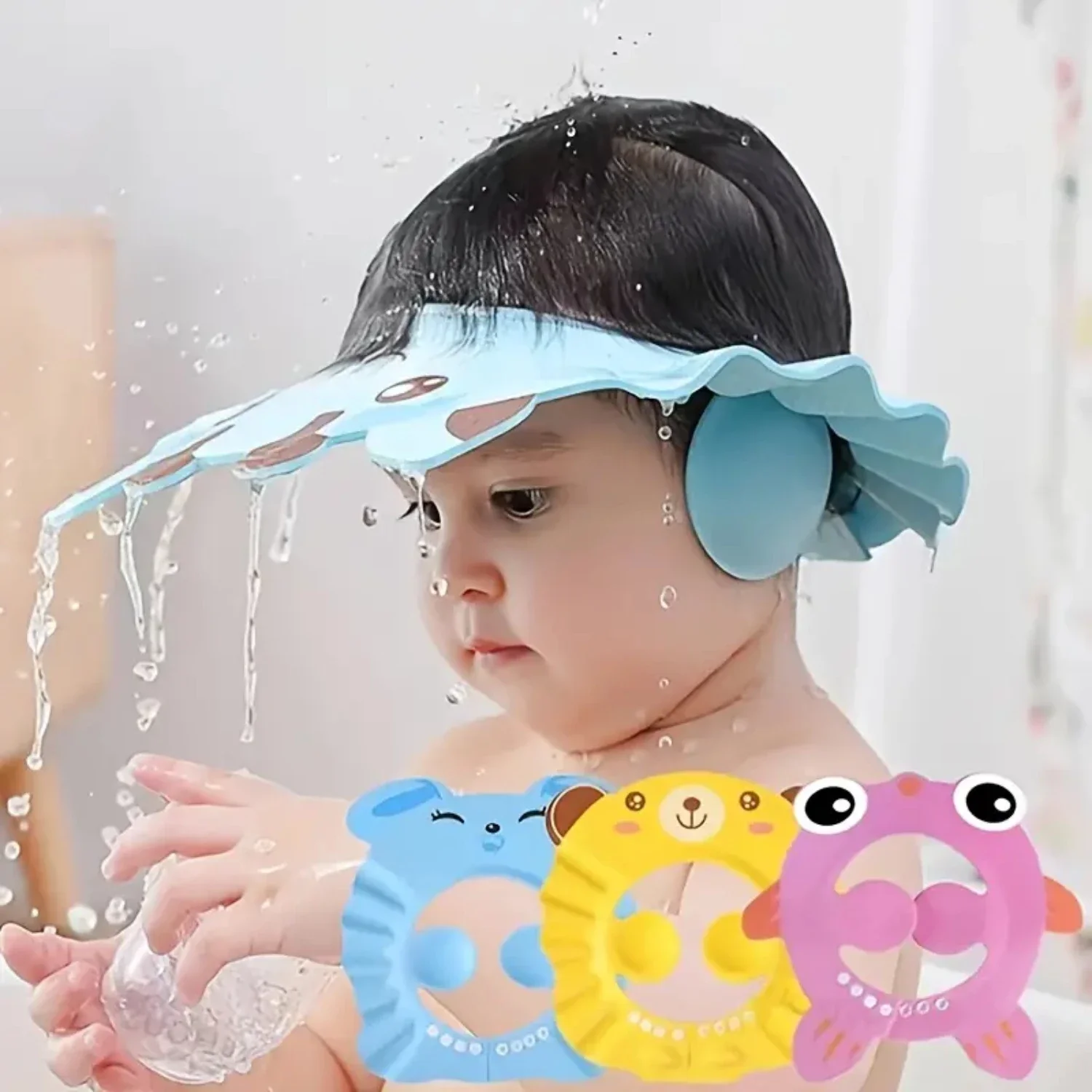 POKUJShampoo Shower Cap Children Infant Shampoo Cap Baby Shampoo Cap Protective Cap Bath Accessories Shampoo Ear Protection Cap