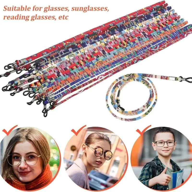 6 قطعة اسهم النظارات الملونة البوهيمي بسط نظارات الحبال الجلد ودية مشهد سلسلة مطاطا حامل نظارات اكسسوارات #3