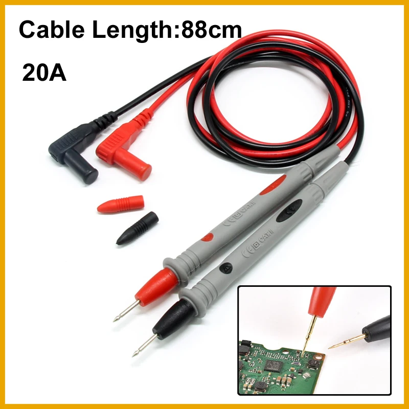 1 Pairs 20A 1000V Multimeter Test Heads Needle Pin Digital Multi Meter Head Wire Pen Cable Kit Multimeter Voltmeter PVC Tester K