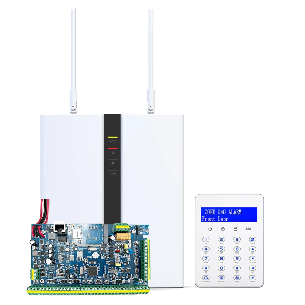 

Система безопасности и охранной сигнализации FC-7668Pro LTE+4G+PSTN с проводной клавиатурой, защитой от взлома, 16 проводными зонами сигнализации, RS485.