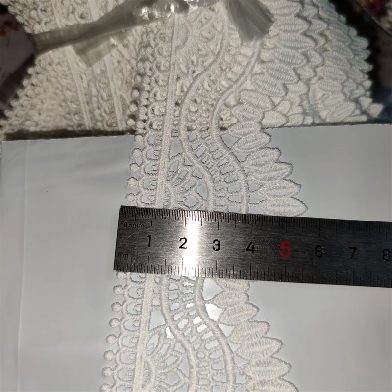 5.5cm/10CM Width Embroidered Lotus Black White Floral Lace Ribbon for Bridal Lace DIY Sewing Material for Dress Decoration