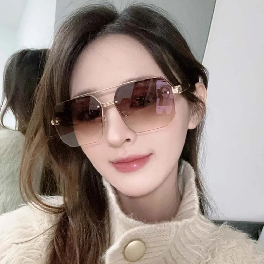 

Catwalk UV400 Men Alloy Sunnies Gradient Color Classic Women HD Sunglasses Decorative PC Anti-UV Glasses Summer