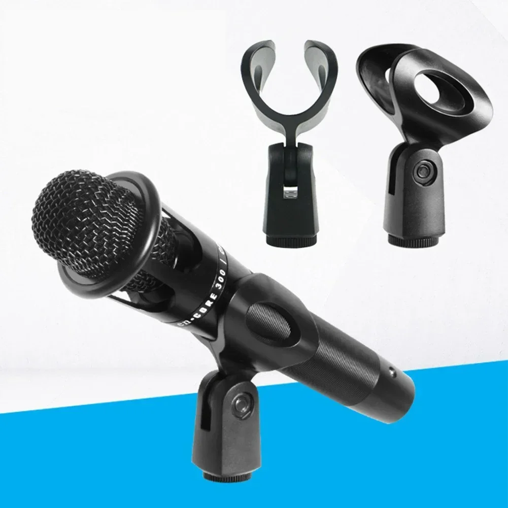 1Pc Universal Microphone Clip Spring Clip Flexible Mic Holder Clamp Black Mount Stand Plastic Mic Clamp Holder 3/8in To 5/8in