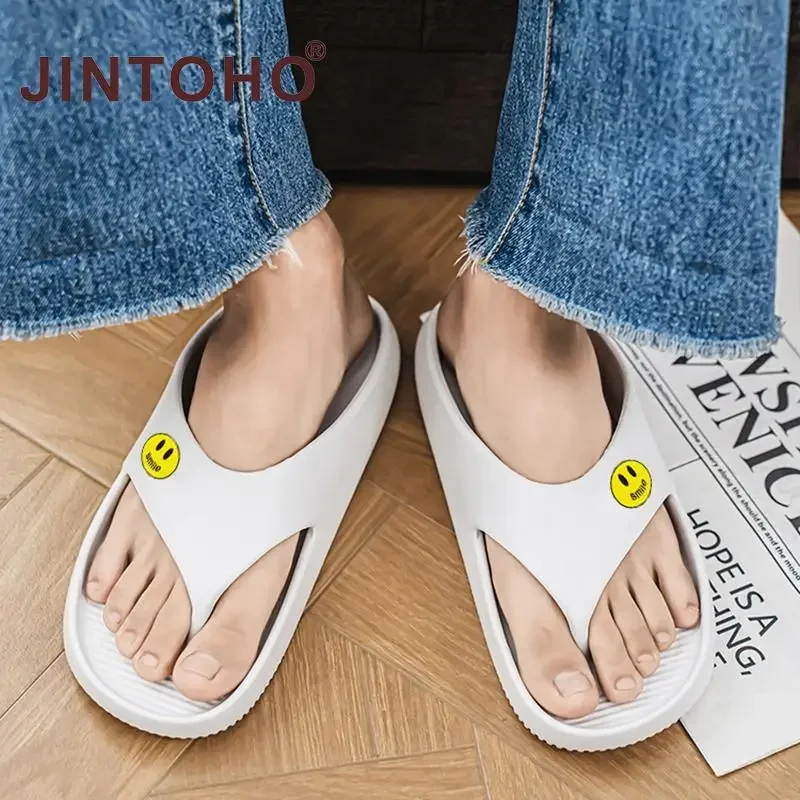 

Summer Men's Flip-flops Solid Color Simple Design Soft Lightweight Anti-slip Quick-drying Wearable Casual Large-sized Slippers
