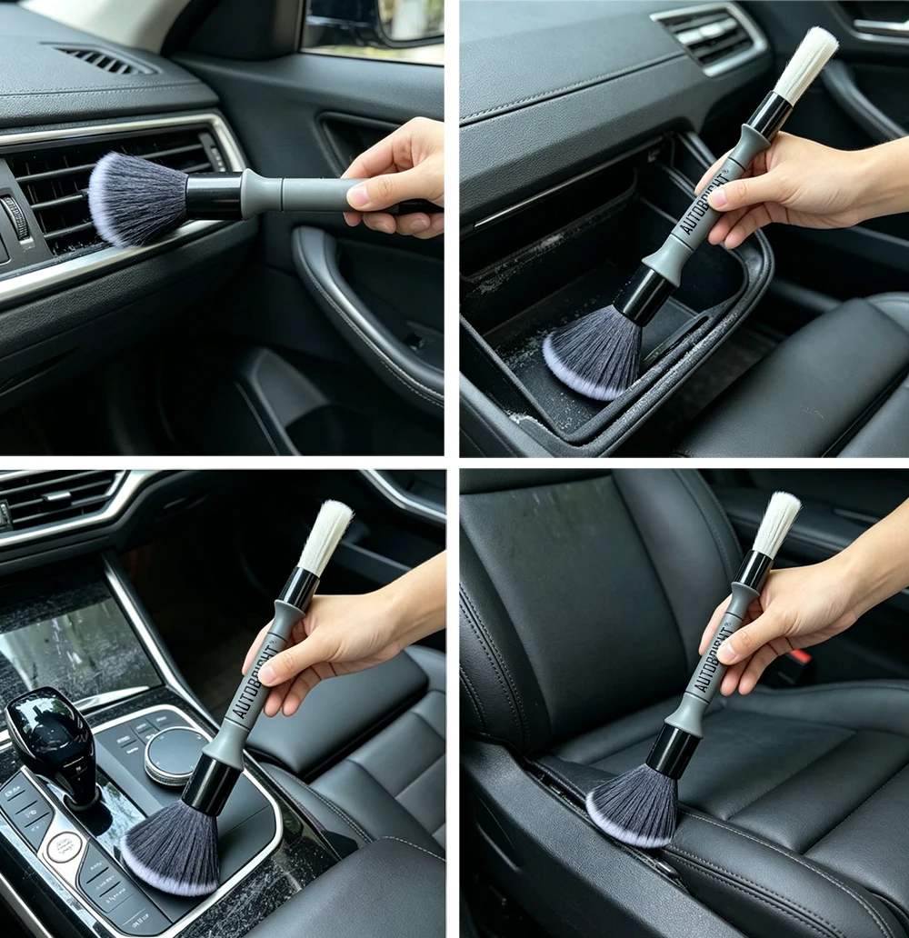 AUTOBRIGHT Doppelkopf-Autodetailing-Bürste Premium Weiche Borsten Reinigungsbürste für Autoinnenraum, Zuhause, Tastatur & Kleine Fugen – Detail 10