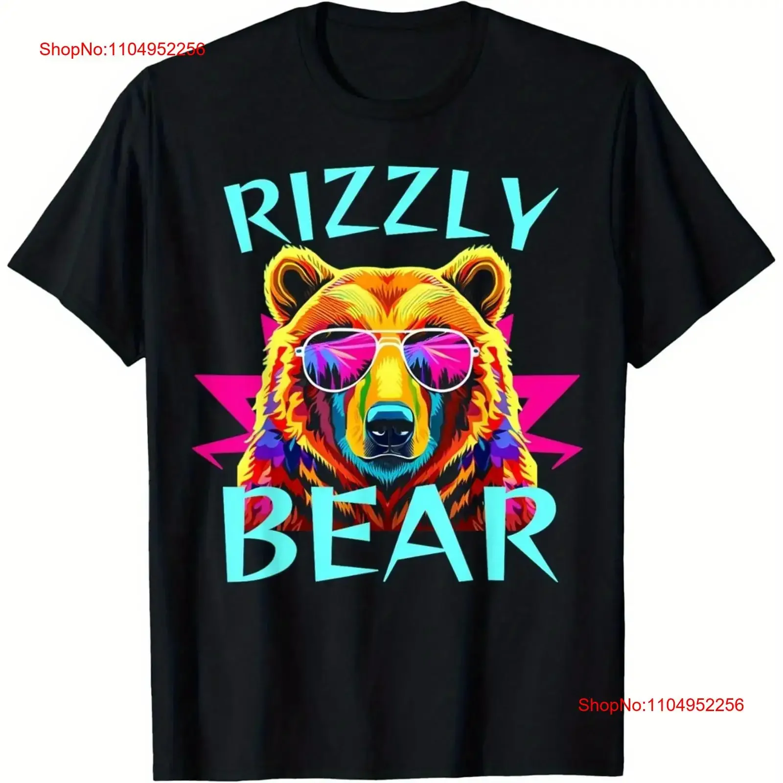 Rizzly Bear Cool Grizzly usando gafas divertido Meme camiseta 100 cott vintage lavado transpirable Unisex elegante moda Casual