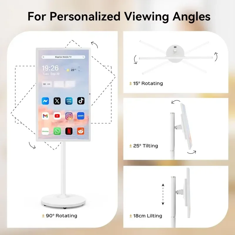 # for 27 Inch Portable Smart TV Touch Screen Rechargeable Wireless Display Monitor for Indoor Outdoor Home Camping Travel Use