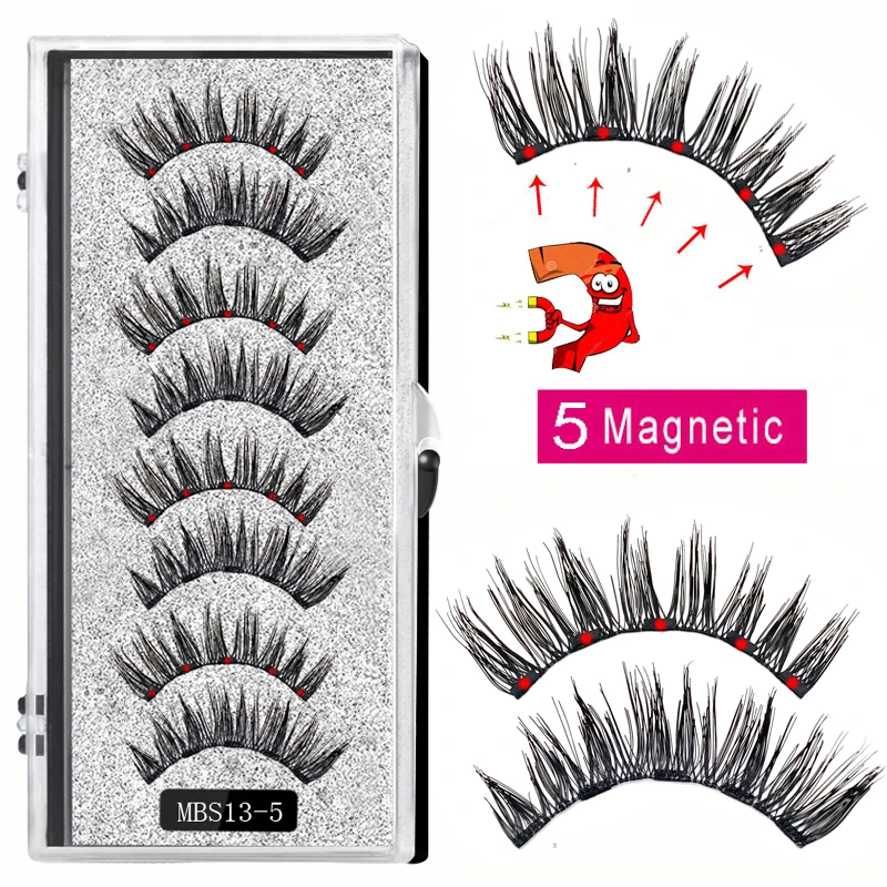 4 pairs 3D 5 Magnet Magnetic False Eyelashes Lasting Magnetic Eyelashes Natural Artificial Mink lashes Faux Cils Magnetique New