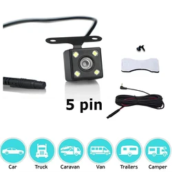 Automobile rearview mirror 4LED Night Vision Rear View Camera for Dashcam Automobile Camera Universal 5-Pin Extension Line
