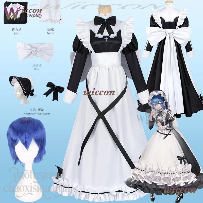 YesOk Aoi Cosplay Anime Playing Death Games To Put Food On The Table Costume Long Maid Outfit Goth Lolita Retro Styles Hat Cos