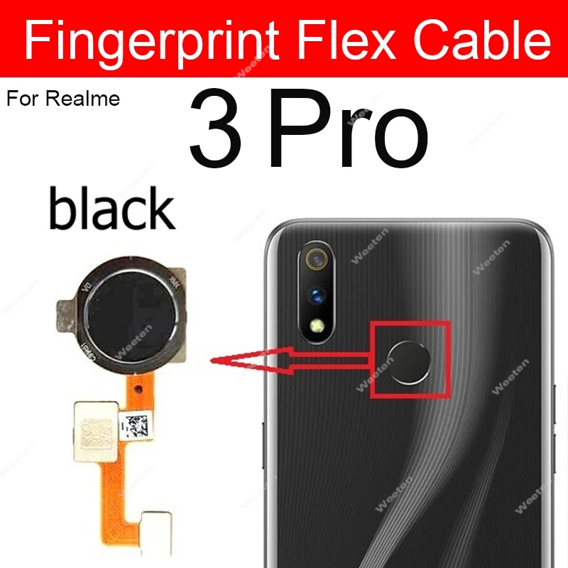 For Realme 3Pro 5 5i 5S 6i 6 6S Fingerprint Sensor Power Touch Flex Cable Back Home Button Sensor FingerPrint Flex Parts