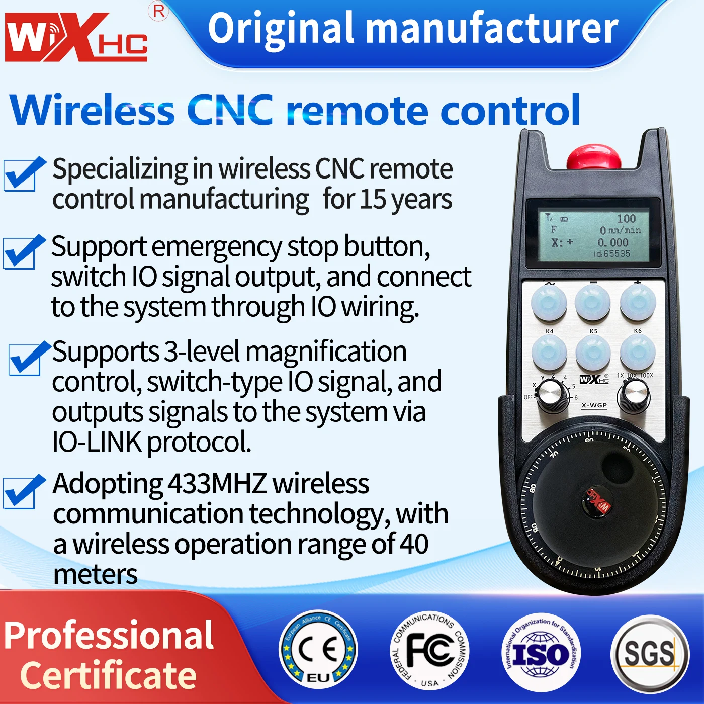 CNC Machine Tool Display Machine's Coordinate 6 Axis FANUC MPG Control Pendant CNC Remote Handhwheel for Various CNC Machines