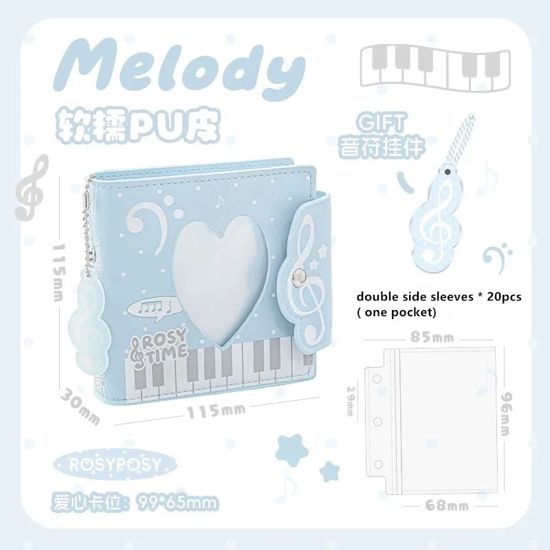 MINKYS Kawaii Golvend Patroon PU Lederen 3 Ring Kpop Fotokaartmap 3 inch Eén Vak Idoolkaart Organizer Opbergboek