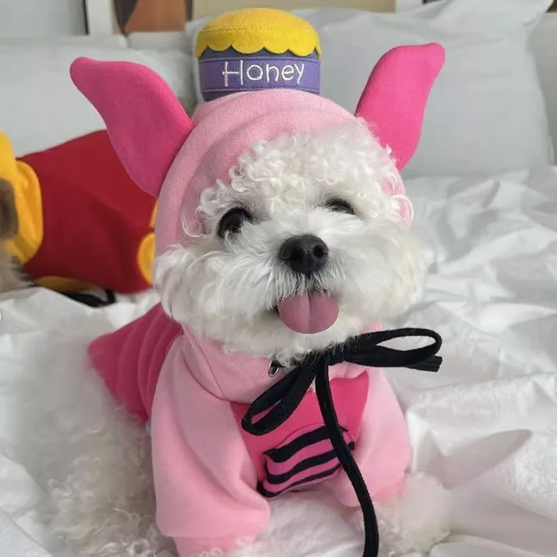 

Christmas Pet Clothes Winter Puppy Funny Makeover Teddy Two Feet Warm Hoodie Bichon Cartoon Clothes Pet Supplies