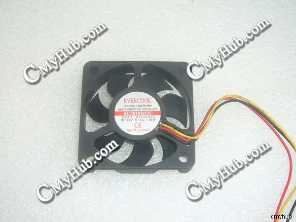 For EVERCOOL EC5010H12C DC12V 0.16A 1.92W 5010 5CM 50MM 50X50X10MM 3pin Cooling Fan EC5010H12C