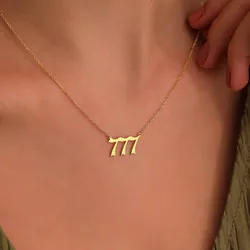 444 666 777 Angel Number Necklace Devil Angel 999 222 111 Necklace For Women Collares Chain Stainless Steel Minimalist Jewelry